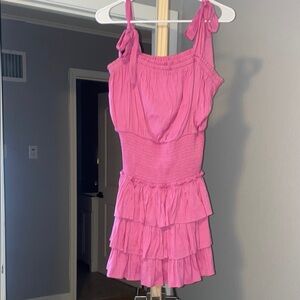 Pink Ruffled Sleeveless Dress